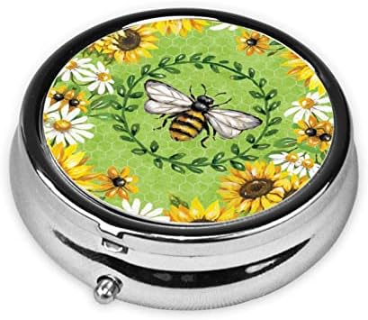 Пчела и сончогледи тркалезна мини пилула кутија - Дневен организатор на витамин за диспензери за пилули