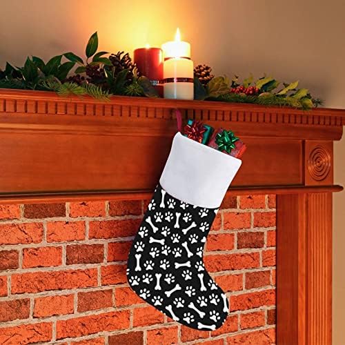 Прекрасна шепа за печатење Божиќно порибување Божиќно дрво Камино виси чорапи со кратка кадифен манжетна за украсување за домашна забава