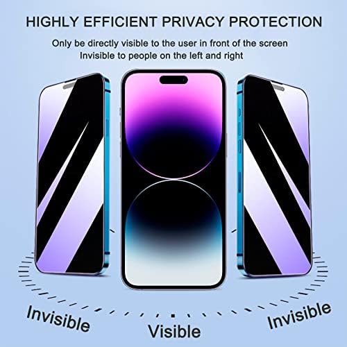SOOPUR [2 Пакет Компатибилен со Iphone 14 Pro Max Заштитник На Екранот За Приватност, Анти-Шпион Анти-Сина Светлина Заштита На Очите Калено Стакло