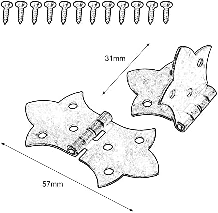 CFSNCM 2PCS Антички бронзено злато цвеќе шарки DIY мебел хардвер 6 дупки железо шарки кабинет врата врата од пеперутка и завртки