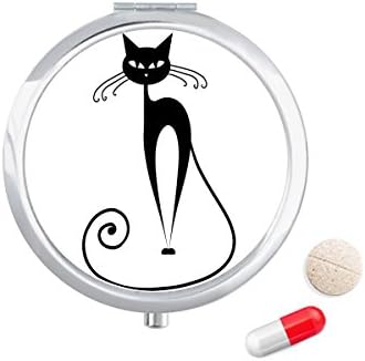 Долга Опашка Црна Мачка Преглед На Животински Таблети Џебен Лек Кутија За Складирање Контејнер Диспензерот