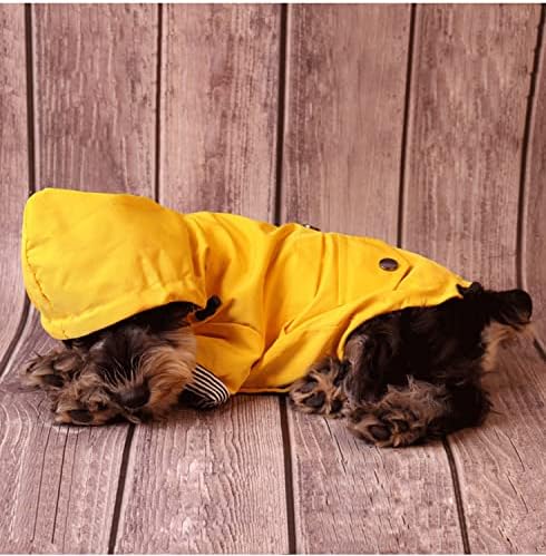 Куче јакна од мантил со патент со палто со жолт дожд качулка отпорна на стилски кучиња мантил