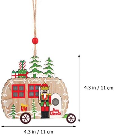 Bestoyard Christmas Decor 2 парчиња дрвена елка што висат украси за автомобили облик на дрво, оревчести украси за украсување Божиќ