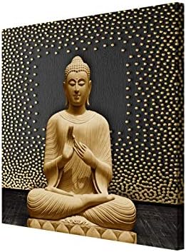 999STORE Golden Buddha Backgrou & Grey Wall со златен меур Арт Канвас Сликање FLP2424035