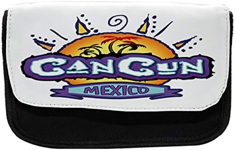 Случај со моливи на Амбесон Канкун, калиграфски дизајн на Мексико, торба со молив со ткаенини со двоен патент, 8,5 x 5,5, разнобојно