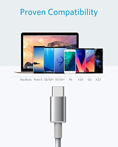 USB Тип C Кабел ,Anker [2-Пакет 6Ft] Премиум НАЈЛОН USB - C ДО USB-Кабел Од Типот C За Брзо Полнење, За Samsung Galaxy S10 / S9 / S8 / Забелешка
