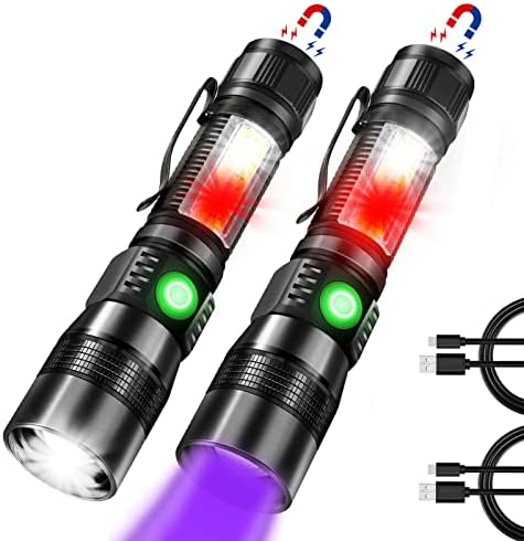 CIWIC UV Flashlight, 3in1 тактичка фенерче LED UV црна светлина со црвено светло, 1200 високо лумен магнетски LED фенерче со Sidelight, 7 режим,