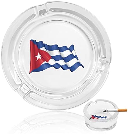 Куба со знамето стакло од пепел за цигари со ленти за пепел за домашна канцеларија и ресторани