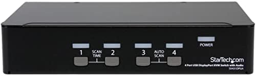 Startech.com 4 Порта DisplayPort KVM Switch W/ Audio - USB, тастатура, видео, глувче, компјутерски прекинувач за прекинувач за 2560x1600
