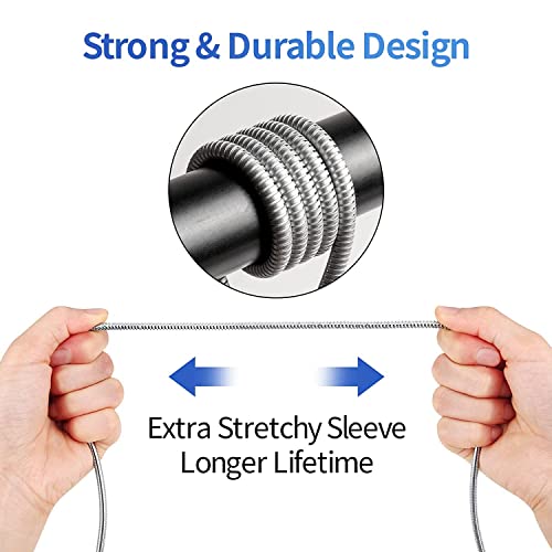 Metzonic MFI Сертифициран полнач за iPhone [2 пакет, 6,6 стапки] Метален плетенка USB кабел со изолација обложена челична јакна, силна и брза