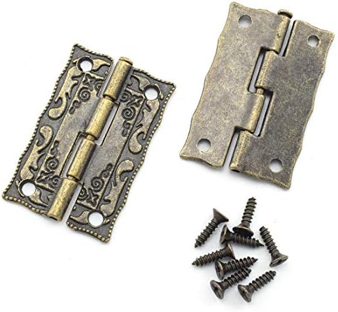Антички мини виткање шарки, Ozxno 8 парчиња бронзени ретро декорации шарки со завртки за кутии за накит Кабинетот Дрвени куќишта