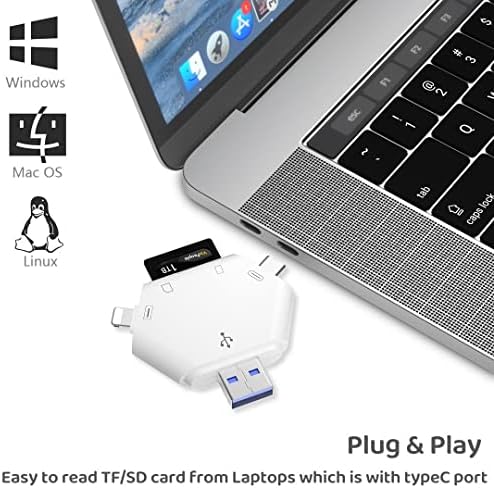 ЧИТАЧ НА SD Картички USB-C, Читач На Мемориски Картички 3-во-1 за Iphone/iPad, USB C И USB A Уреди, Адаптер За Адаптер За Камери