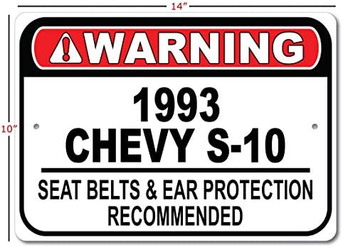 1993 93 Чеви С-10 Безбедносен Појас Препорача Брз Автомобилски Знак, Метален Гаражен Знак, Ѕиден Декор, Гм Автомобилски Знак