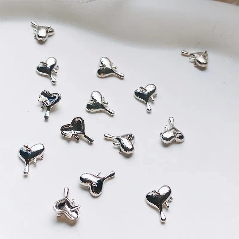 10 парчиња лава форма на срцев нокти привлечност легура метална вода капка нокти нокти панк дизајн накит за накит додатоци