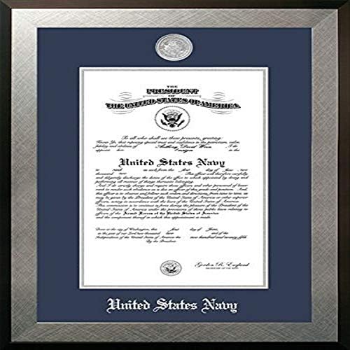 Слики во кампусот NACHO00211X14 морнарички сертификат за почести на почести со сребрен медалјон, 11 x 14