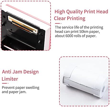 KXDFDC мини преносен термички печатач БТ џеб печатач 203DPI поддршка 53мм ширина на хартија повеќекратна употреба на лангулаж со апликација