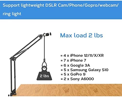 ZCMEB EU PLUG LED 2700K-5700K Видео Пополнете Светлосна табла за осветлување со статида за статистичка долга рака за поток во живо