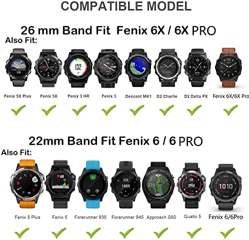 Axti 26 22mm Брзо вклопување на часовници за Garmin Fenix ​​6x 6 Pro 5x 5 Plus 3 HR 935 Enduro Straps Silicone EasyFit Брзо издание