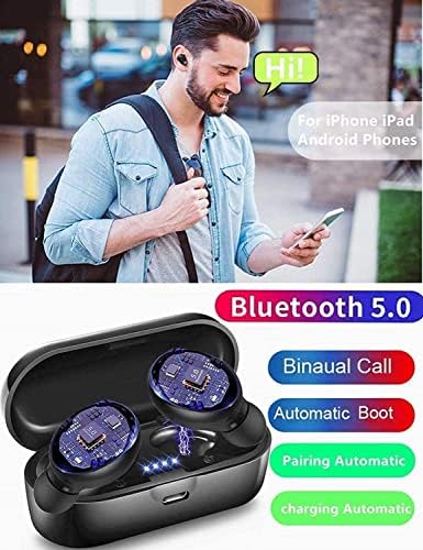 Hoseili 【2022New EditionBluetooth Слушалки.Bluetooth 5.0 Безжични слушалки во уво стерео звук микрофон мини безжични уши со слушалки и