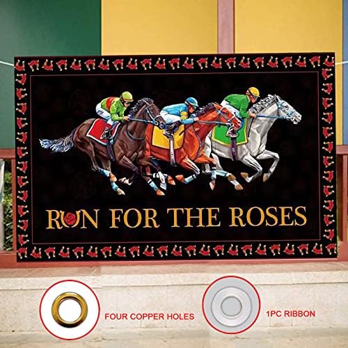 Xinyidl Kentucky Run for The Roses Backdrop Banner, 71 x 45 банер за коњи, декорација на bulterидни плочи на дерби, за украси за забави
