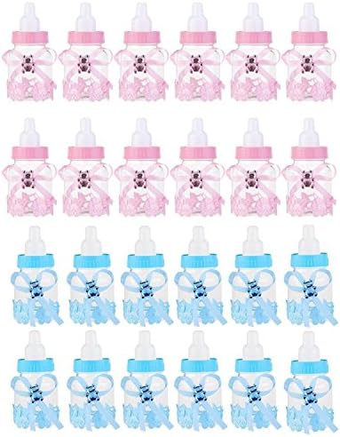 Laslu 24 парчиња фидер стил бонбони шише за бебешки туш фаворити пополнување мини шише бонбони кутии за момче девојче новороденче крштевање за