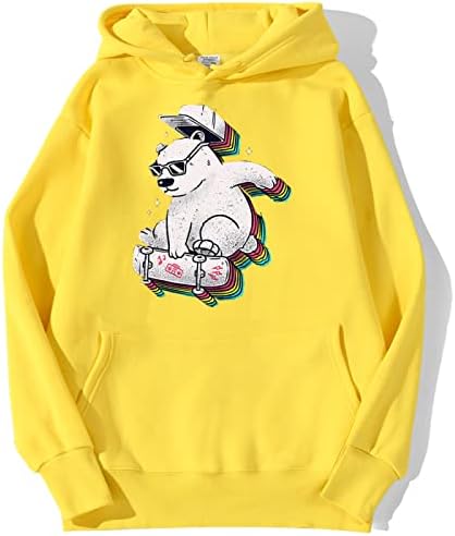 ZSDF Unisex Hoodie Sweatshirt Casual Hoodie Ladies Loose Jumper, жолт, среден