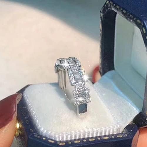 2023 Нови сребрени свадбени прстени за жени Сребрен ланец Холоул Ринстон прстен Геометриски облик Ринстон прстен сребрени линии на