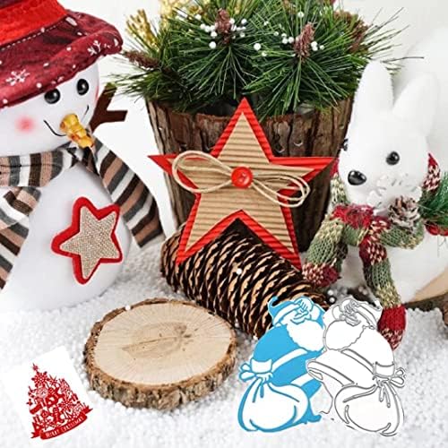Chabeigai 2pcs Божиќно метално сечење умира, Дедо Мраз Claus DIY картичка што ја прави Slimline Dies Cutts Set xmas Snowflake Tree Dies Cuts
