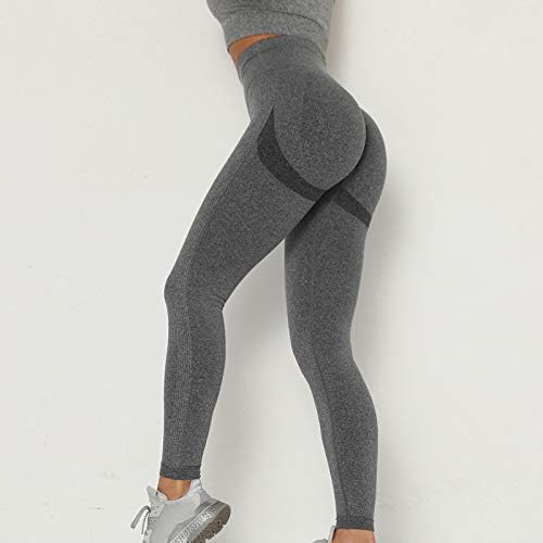 Јога панталони за жени со висока половината цврста боја на колк, кој ја крева спортската фитнес што работи со високи половини