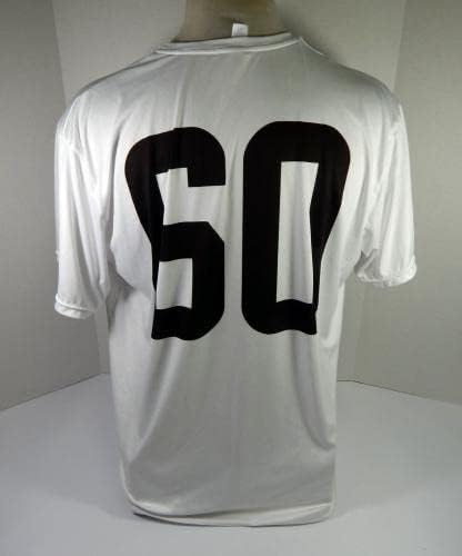 Кливленд Браунс 60 Игра користеше бела вежба за вежбање кошула Jerseyерси 2XL DP45214 - Непотпишана игра во НФЛ користена дресови
