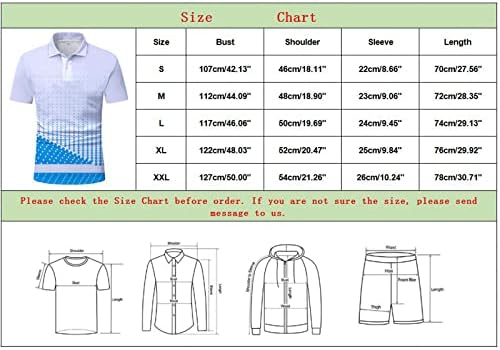 HDDK Mens Golf Polo кошули, летни ленти за печатење врвови за кратки ракави тенок вклопувачки случајно копче за тешка кошула