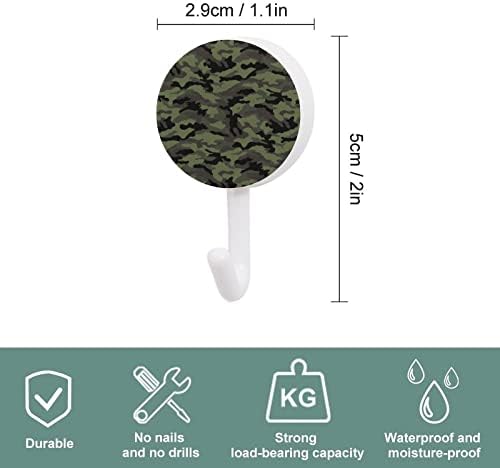 Армијата зелена камуфлажа тркалезни пластични куки за еднократно лепило за лепило висечки wallидни куки за кујна бања 10 пакувања