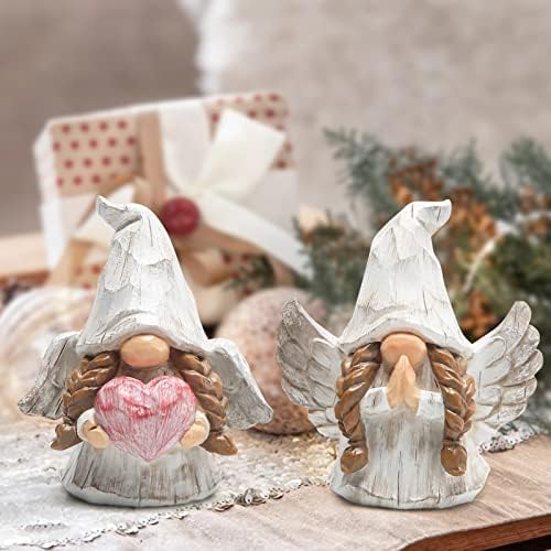 Ходао Божиќни ангелски крилја гноми украси зимски декор за дома, гноми фигурини