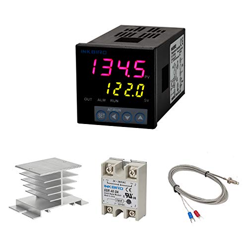 Комплет за контролор на температура на Inkbird PID, висок напон 100ACV до 240ACV, доаѓа со SSR 40DA цврста состојба на релето, термопар од типот k и мијалник за бела топлина