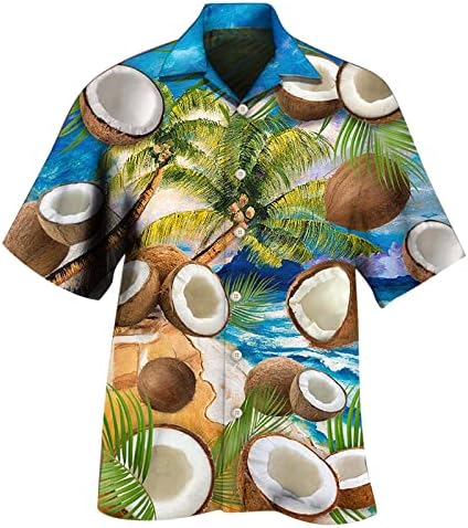 Кратки ракави на Хаваи за мажи 2023 година 3Д печатено копче за лесна тежина надолу со кратки ракави од плажа летна случајна алоха