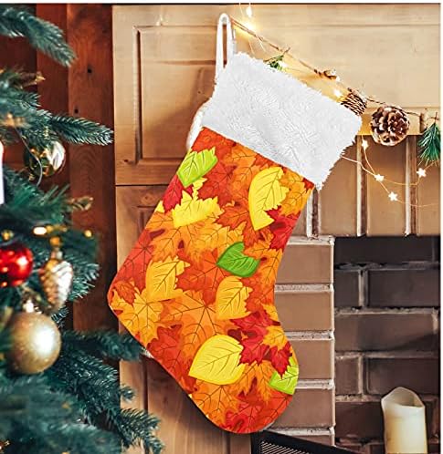 Божиќни чорапи на Алаза Шарени есенски јавор остава класични персонализирани големи декорации за порибување за семејни сезонски празници
