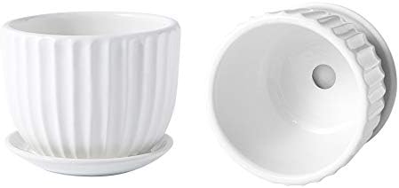 Hxypn Succulent Pot -тркалезна лента Бели керамички садови 4 инчи растителни садови мали тенџере за садови за цвеќиња, пакет