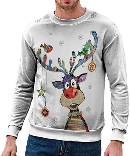 Gdjgta мажи жени зимска врвна Божиќна блуза топла стилска печати со долги ракави џемпери случајни забавни печатени блузи пуловер