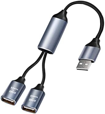 БЕЛИПРО USB Сплитер Y Кабел 1Ft, USB 1 Машки до 2 Женски Конектор, Адаптер За Разделување Податоци и Полнач За Mac, Лаптоп, Печатач и