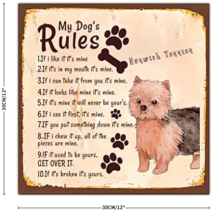 Алијоит смешно метално кучиња знак за знаци на моето куче Правила за кучиња шепа со знаци со саркастична кучиња цитат гроздобер метална уметност