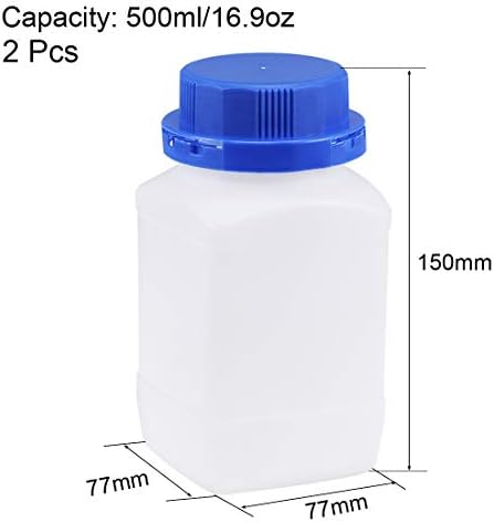 uxcell Пластични Лабораторија Хемиски Реагенс Шише 1000ml/34oz Широк Уста Примерок Запечатување Течност За Складирање Контејнер Проѕирен 2 парчиња