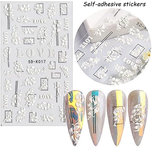 Nail Stickers for Nail Art, Cute 5D Self-Adhesive Nail Decals DIY Nail Art Supplies for Nail Decorations Designer, French Nail