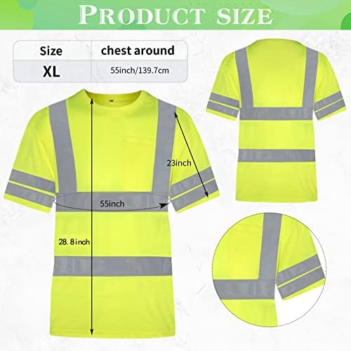 Коуми XL големина со голема видливост Безбедносна кошули рефлексивна маица жолта дишена унисекс безбедносна работна облека