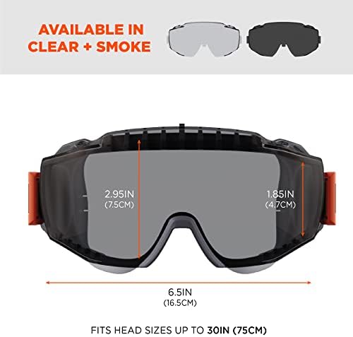 Ergodyne Skullerz Modi Заштитно OTG Safety Goggle, индиректно вентилирање, анти -магла, отпорна на гребење