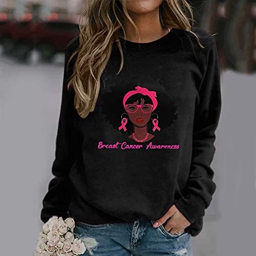 QTOCIO CREWNECK Sweatshirt Sweatshirt Cance Cancer Cancel Облека се шири надеж за жени, печати пулвер, врвен розов блузи кошула