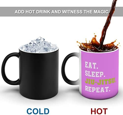 Јадете Спиење Џиу-Џицу Повторете Ја Криглата За Промена На Топлина Магија Чаша За Кафе Керамичка Чаша За Чај Персонализиран
