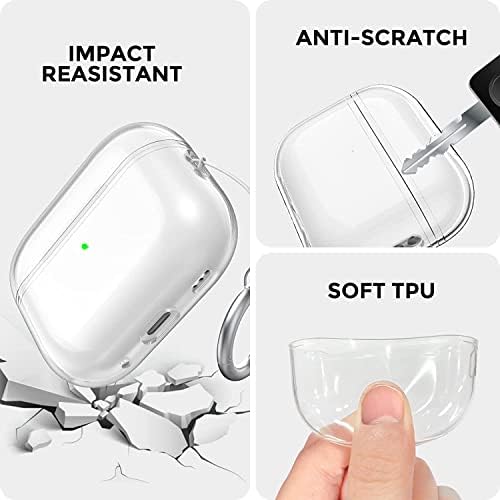 AirPods Pro 2nd Generation Case Clear, Soft ShockProof AirPods Pro 2 Case 2022 Заштитно покритие со лента за рачни ленти транспарентни AirPods