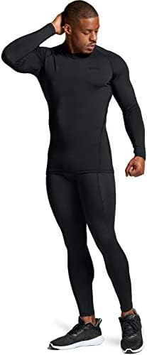 TSLA 1 или 2 пакуваат кошули за компресија со долг ракав за мажи, атлетски основни слоеви на врвот, зимска опрема што работи маица