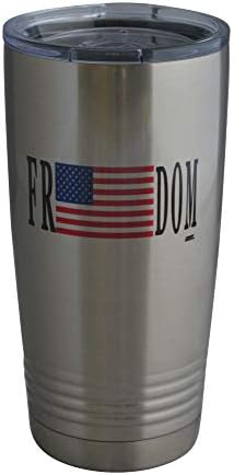 Rogue River Tactical Freedom USA Flag 20 Oz Travel Tumbler Chig Cup w/капак не'рѓосувачки челик топол или ладен воен ветеран подарок