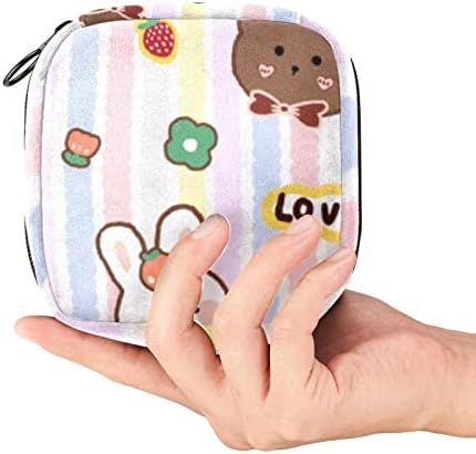 Оријукан санитарна торба за складирање на салфетка, торба за преносни периоди за жени девојки менструална чаша торбичка, цртан филм животински
